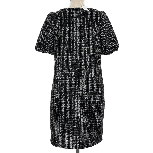 Loft Large Dress Sheath Midi Short Sleeve Black Silver Thread NWT - Picture 2 of 6